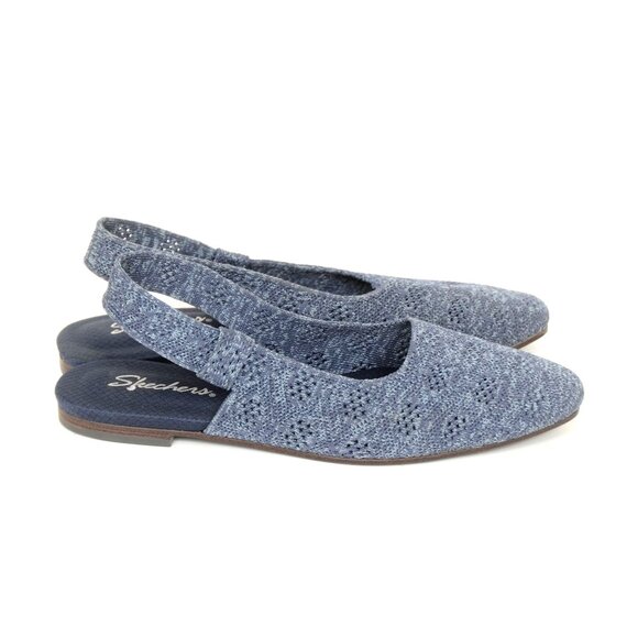 Skechers Cleo Snip - Sweet Time Blue Crochet Slingback Flat Sandals Women's 8 - Picture 2 of 6